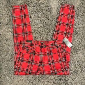 Wild Fable Red Casual Pants Tartan Style